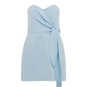 French Connection Whisper Strapless Bow Dress in Light Blue